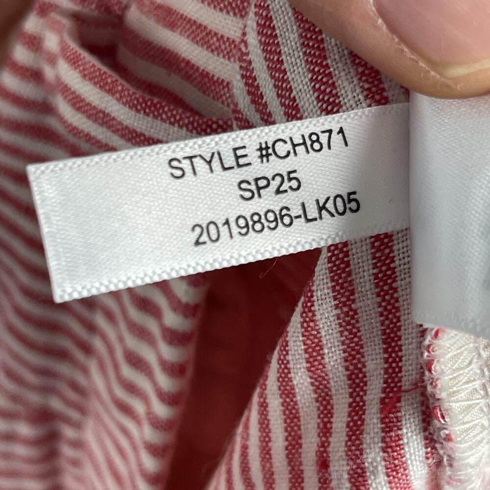 J.Crew Essential Wide Leg Linen Pant Womens 14 Red Striped Trouser High Rise - Picture 15 of 16